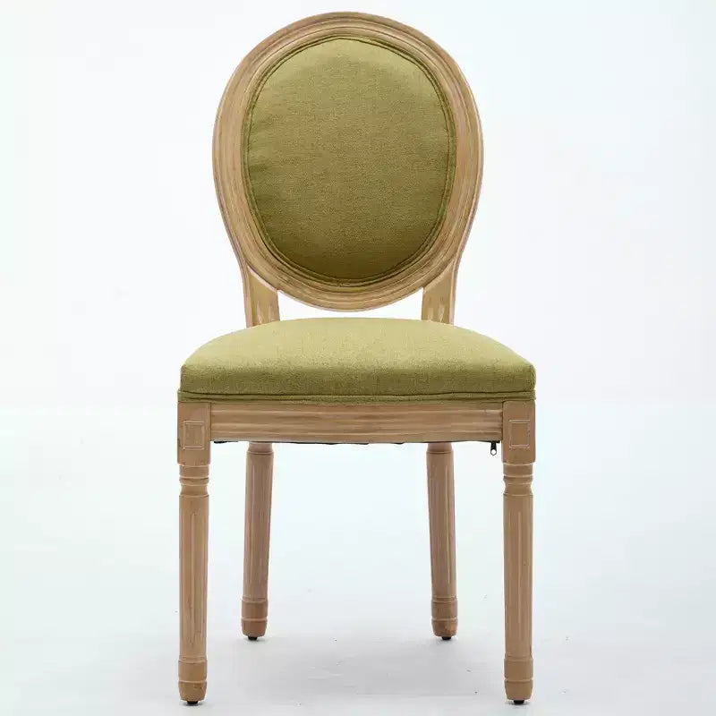 CLIHOME Set of 2 French Style Solid Wood Frame Antique Painting Linen Fabric Back Dining Chairs