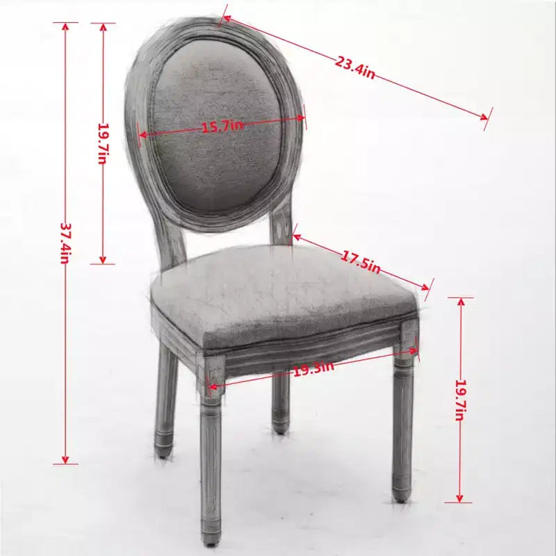 CLIHOME Set of 2 French Style Solid Wood Frame Antique Painting Linen Fabric Back Dining Chairs