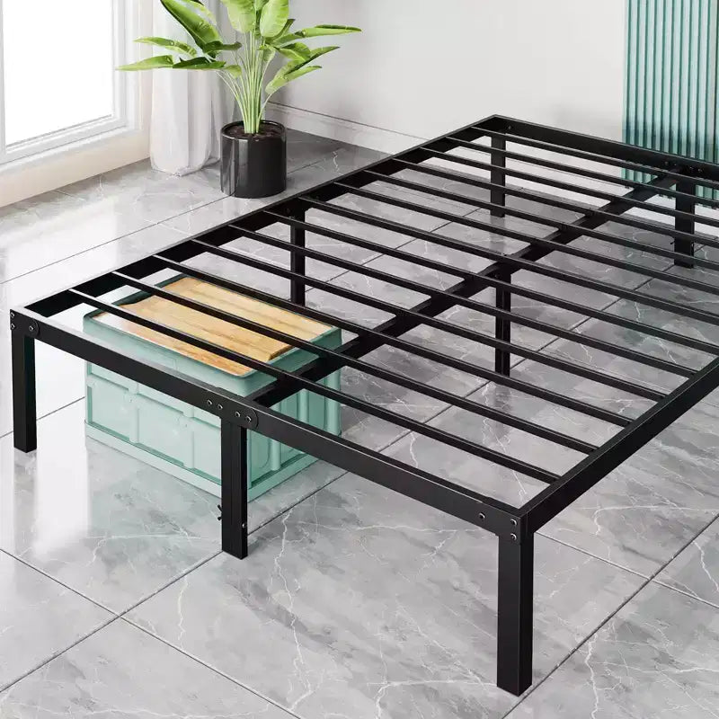 Alvantor Heavy Duty Metal Bed Frame with Steel Slat Support  No Box Spring Needed, 12 Underbed Storage, Quick Assembly, 300 lb Capacity (Queen)