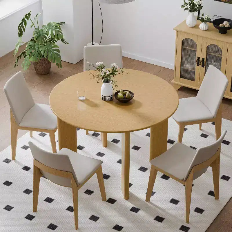 PexFix 45 Oak Solid Wood Farmhouse Dining Table Round Wood Top for Modern Dining Rooms & Family Gatherings