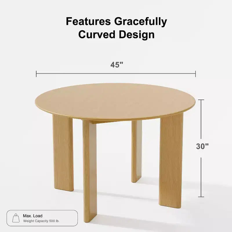 PexFix 45 Oak Solid Wood Farmhouse Dining Table Round Wood Top for Modern Dining Rooms & Family Gatherings