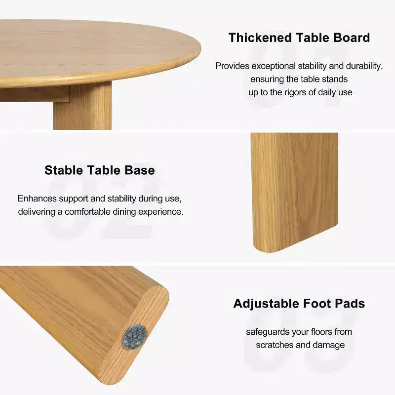 PexFix 45 Oak Solid Wood Farmhouse Dining Table Round Wood Top for Modern Dining Rooms & Family Gatherings