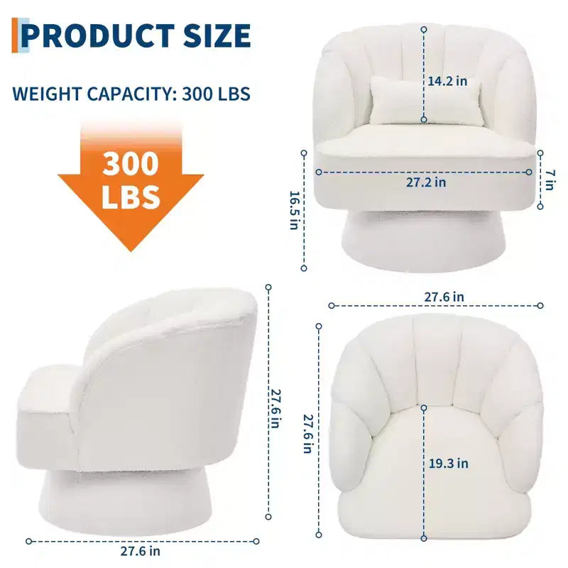 Modern Swivel Barrel Accent Chair with Striped Backrest and Plush Cushion - Upholstered Round Lounge Chair