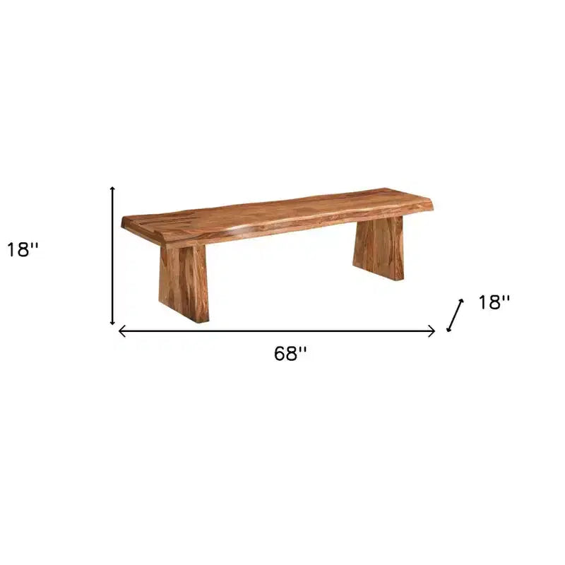 HomeRoots 68 Brown Solid Wood Live Edge Dining Bench
