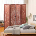 MAYEERTY 4 Panel Solid Wood Folding Room Divider Brown for Home Office