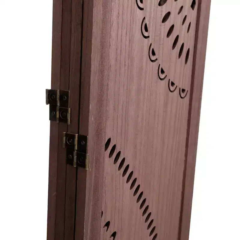MAYEERTY 4 Panel Solid Wood Folding Room Divider Brown for Home Office