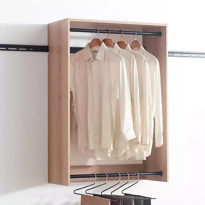 HomeStock Devi Series 31.594.5in. W Modular Closet System Wall Mount Double Hanging Rods 1-Shelf Wood Closet System