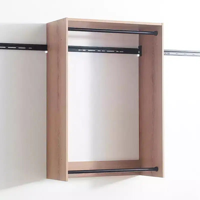 HomeStock Devi Series 31.594.5in. W Modular Closet System Wall Mount Double Hanging Rods 1-Shelf Wood Closet System