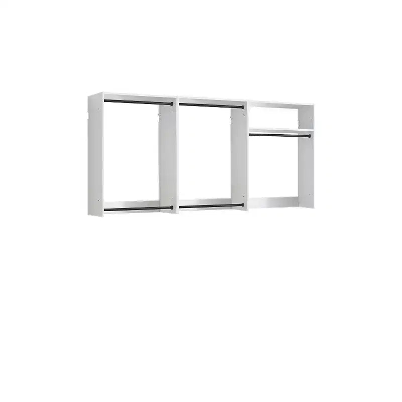 HomeStock Devi Series 31.594.5in. W Modular Closet System Wall Mount Double Hanging Rods 1-Shelf Wood Closet System
