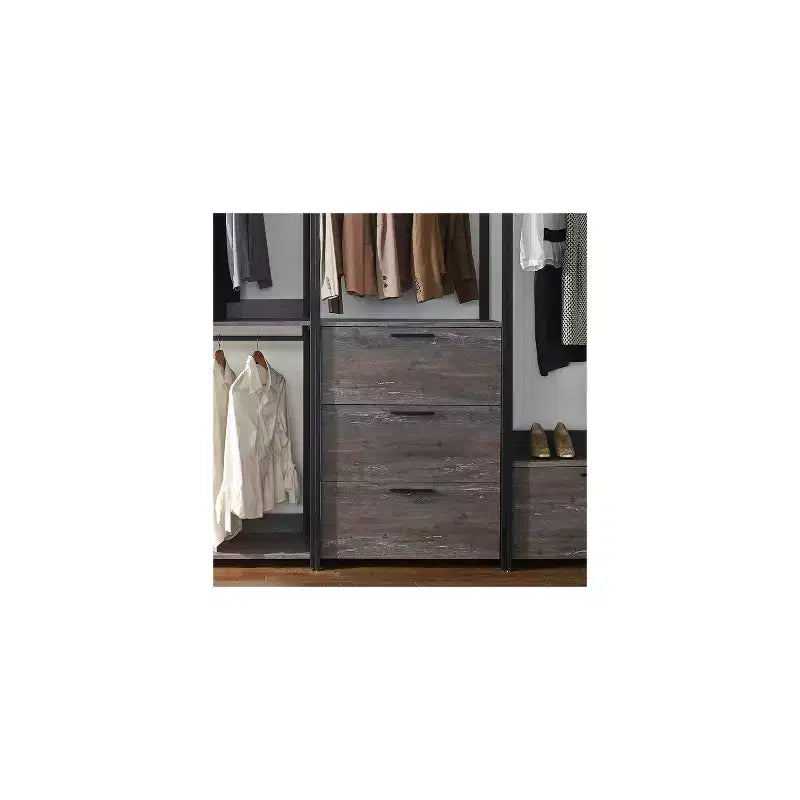 HomeStock 77.7 in.H x 143 in.W Black Wood Composite Closet System for Universal Storage with Storage Bins