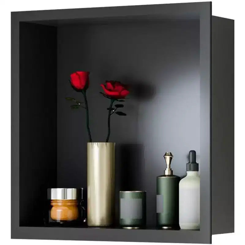 Stainless Steel Shower Niche with Recessed Rectangle Design, No-Tile Installation Required, Wall-Mounted Storage for Bathroom