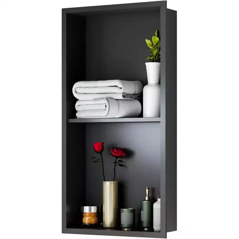 Stainless Steel Shower Niche with Recessed Rectangle Design, No-Tile Installation Required, Wall-Mounted Storage for Bathroom