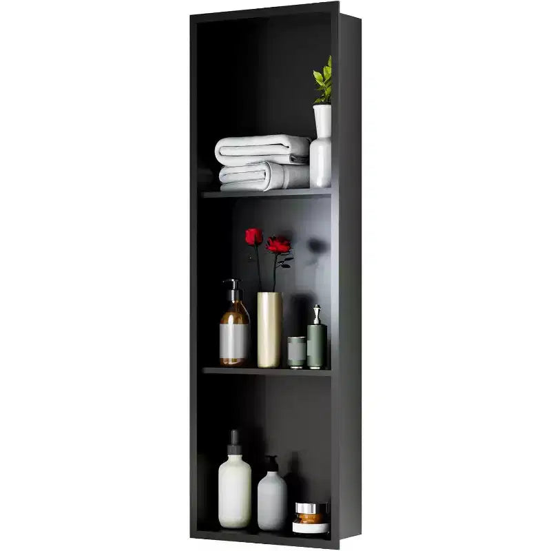 Stainless Steel Shower Niche with Recessed Rectangle Design, No-Tile Installation Required, Wall-Mounted Storage for Bathroom