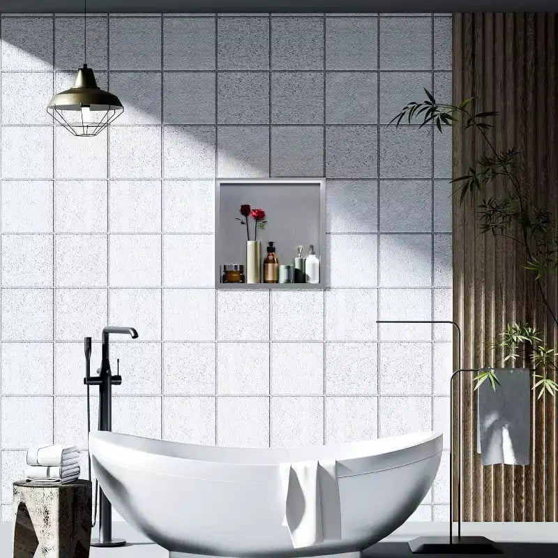 Stainless Steel Shower Niche with Recessed Rectangle Design, No-Tile Installation Required, Wall-Mounted Storage for Bathroom