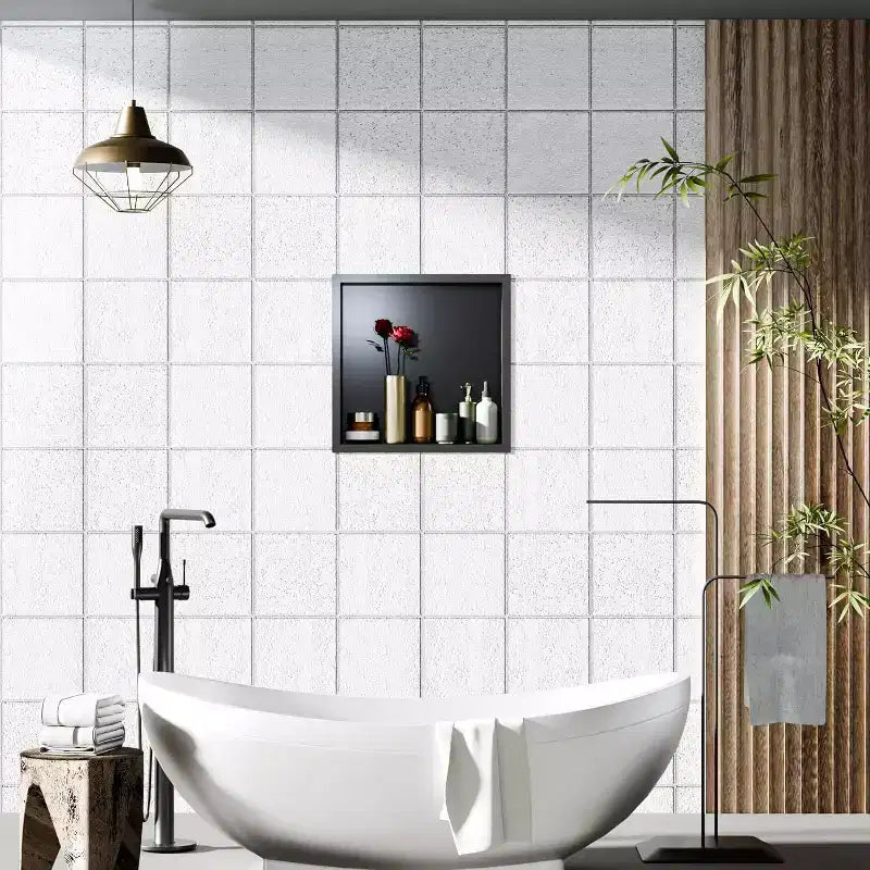 Stainless Steel Shower Niche with Recessed Rectangle Design, No-Tile Installation Required, Wall-Mounted Storage for Bathroom