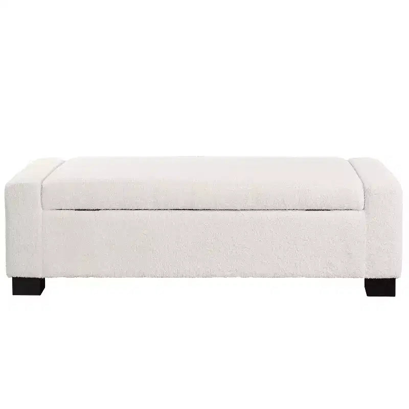 TUYOHW 50 Ottoman Bench in Textured Fabric, Rectangular Design with Hinged Lid for Seating and Hidden Storage