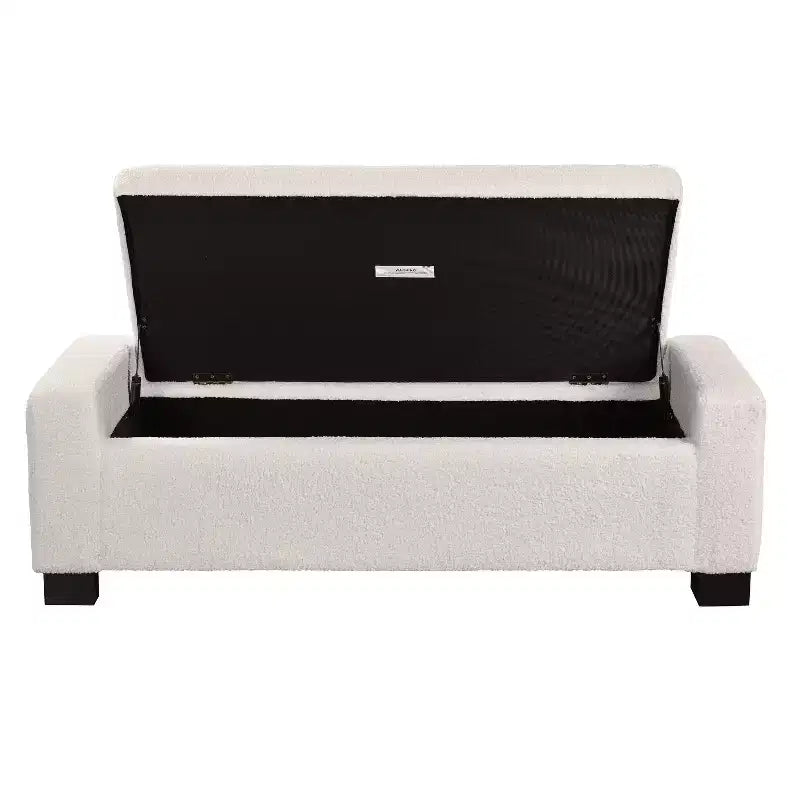 TUYOHW 50 Ottoman Bench in Textured Fabric, Rectangular Design with Hinged Lid for Seating and Hidden Storage