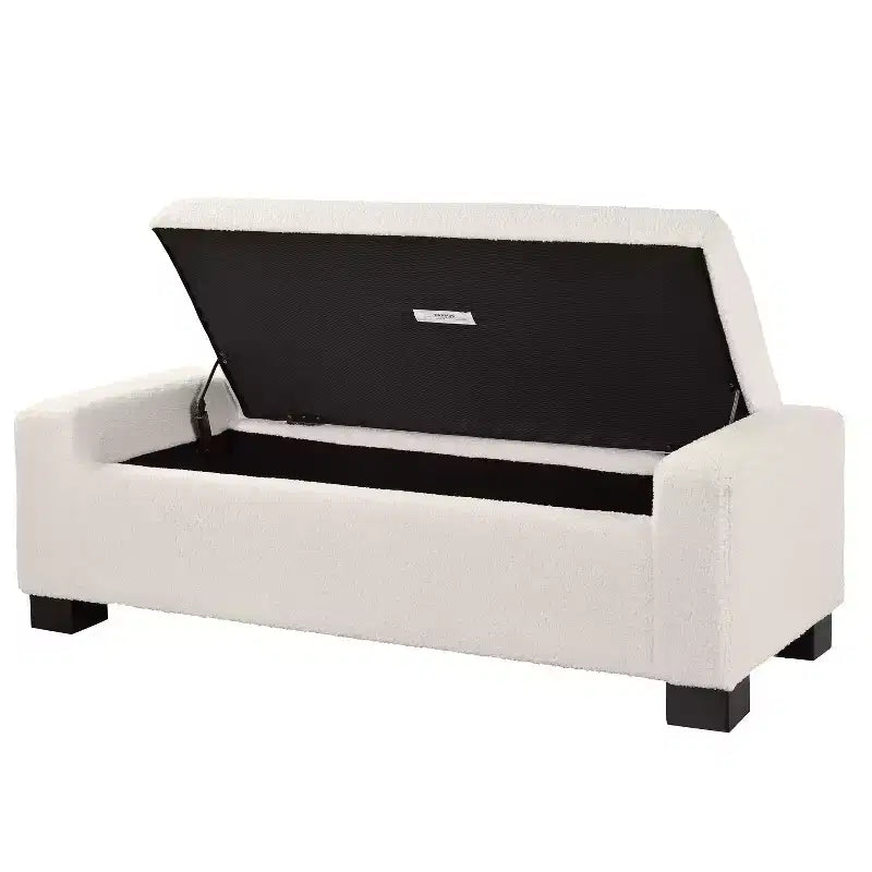 TUYOHW 50 Ottoman Bench in Textured Fabric, Rectangular Design with Hinged Lid for Seating and Hidden Storage
