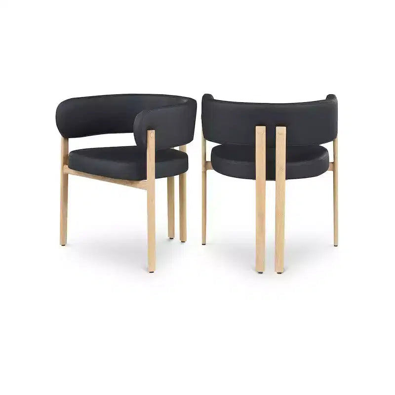 Meridian Furniture,Gideon Black Vegan Leather Dining Chair, Set of 2