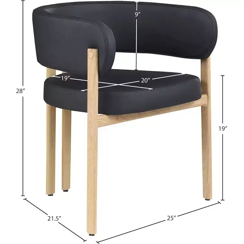Meridian Furniture,Gideon Black Vegan Leather Dining Chair, Set of 2