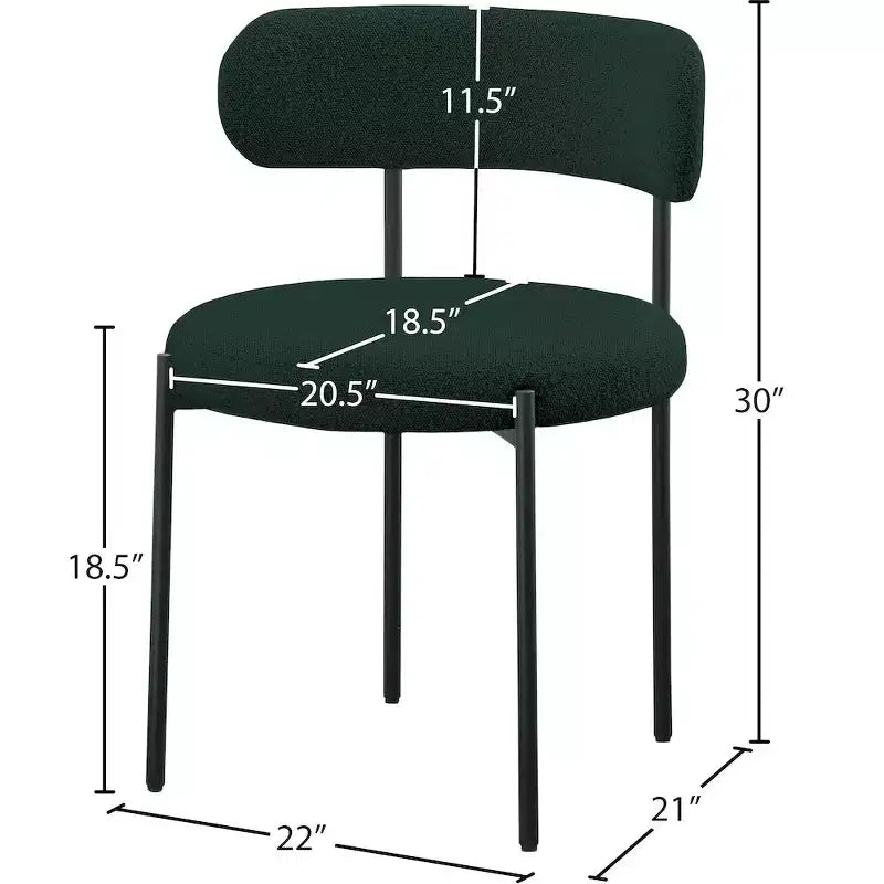 Meridian Furniture,Beacon Green Boucle Fabric Dining Chair, Set of 2