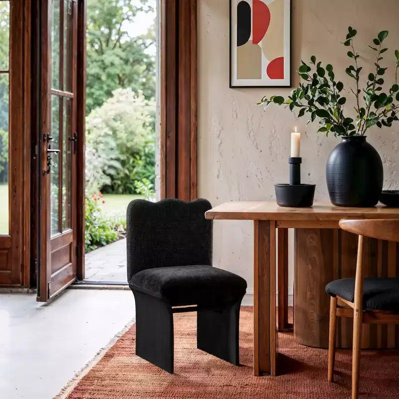 Meridina Furniture,Shaw Black Chenille Fabric Upholstered Dining Chair
