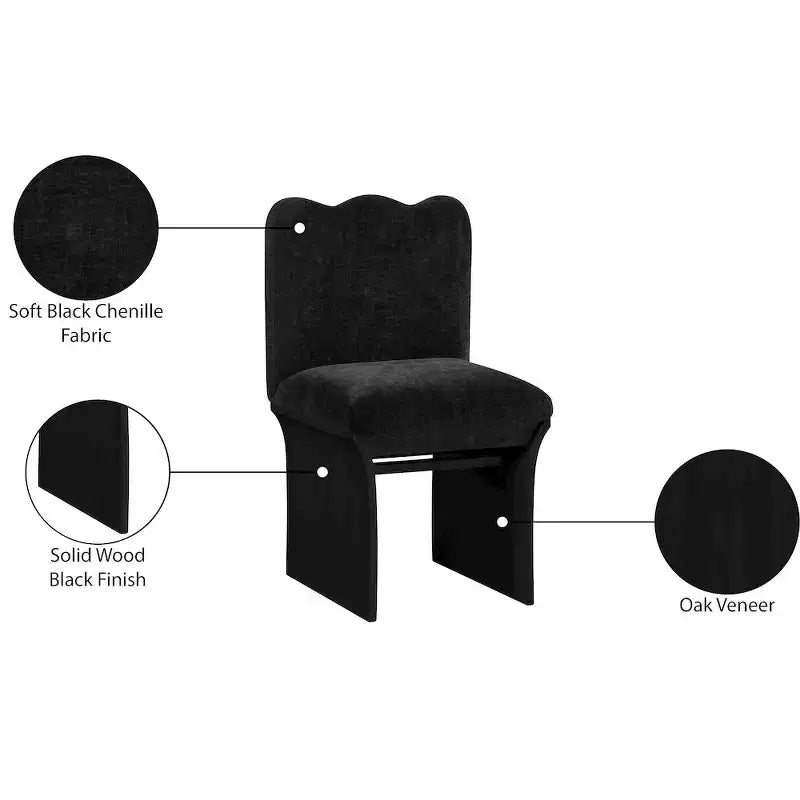 Meridina Furniture,Shaw Black Chenille Fabric Upholstered Dining Chair