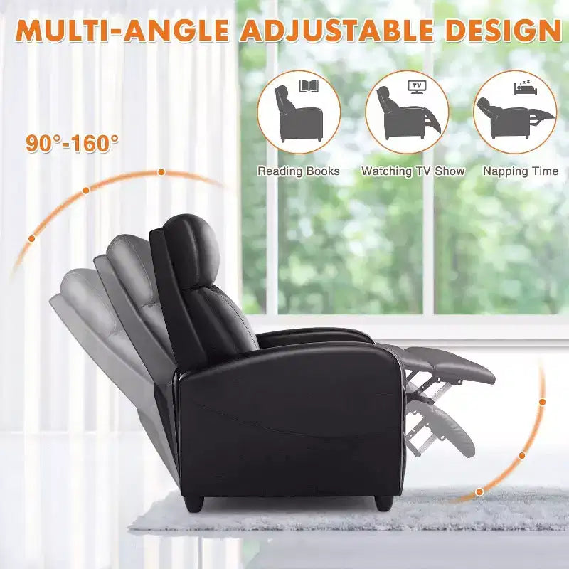 Bestier Massage Recliner Chair for Adults, Adjustable Home Theater Seating with Lumbar Support for Living Room, Modern Leather Fabric Reclining Sofa
