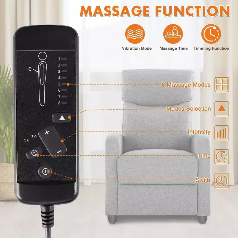 Bestier Massage Recliner Chair for Adults, Adjustable Home Theater Seating with Lumbar Support for Living Room, Modern Leather Fabric Reclining Sofa