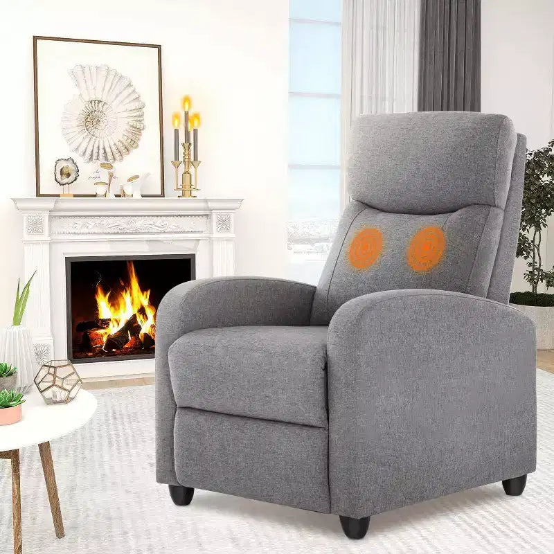 Bestier Massage Recliner Chair for Adults, Adjustable Home Theater Seating with Lumbar Support for Living Room, Modern Leather Fabric Reclining Sofa