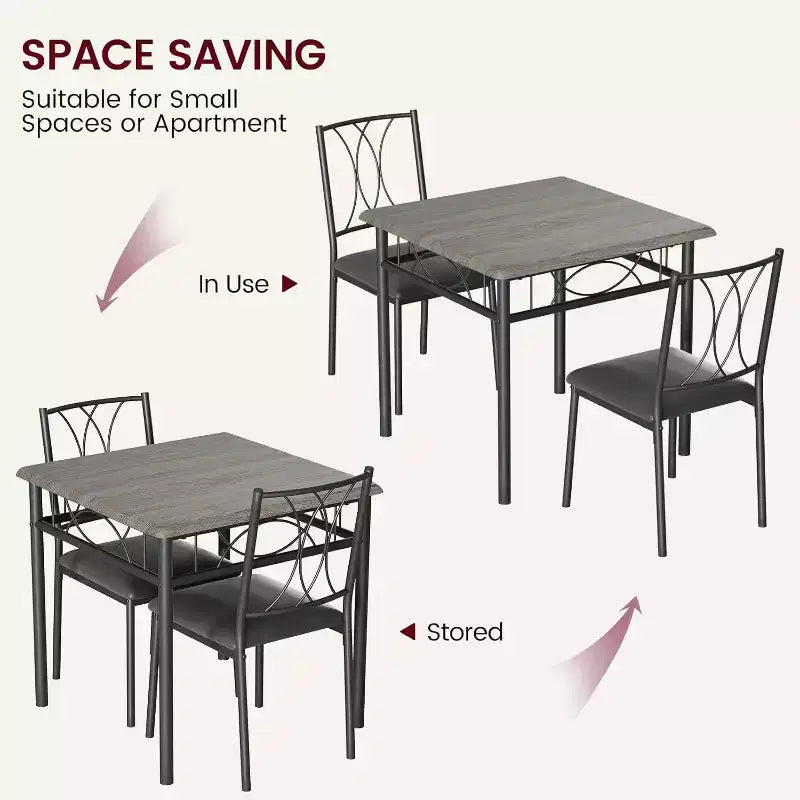 Acekool Square Dining Table Set for 2, 3-Piece Space Saving Kitchen Table and Upholstered Chairs, Small Apartment