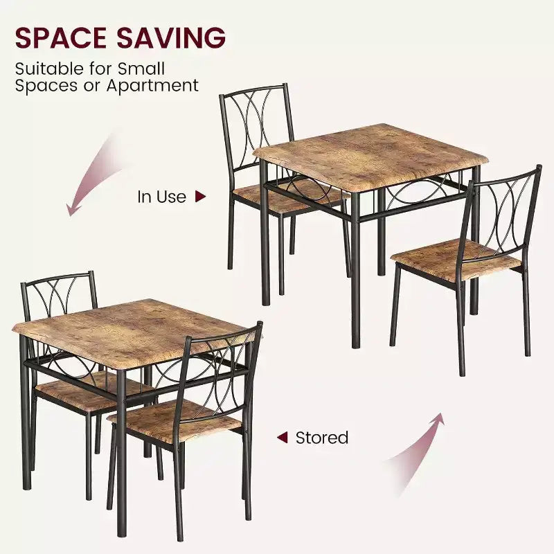 Acekool Square Dining Table Set for 2, 3-Piece Space Saving Kitchen Table and Upholstered Chairs, Small Apartment