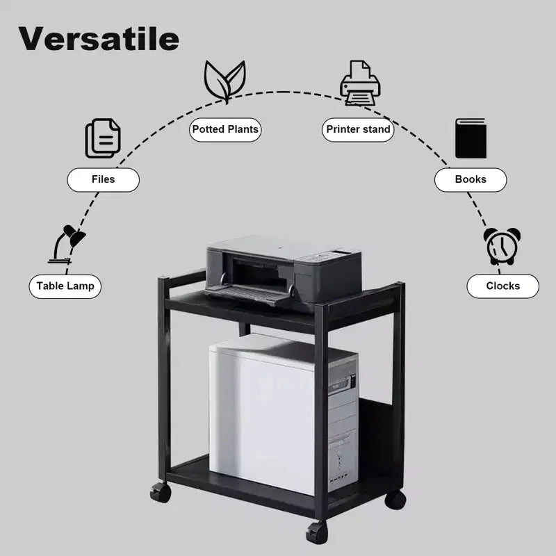 3 Tier PC Tower Stand, Height Adjustable Computer Tower Floor Stand with Wheels, Metal Computer Cart CPU Holder for Office Home Classroom