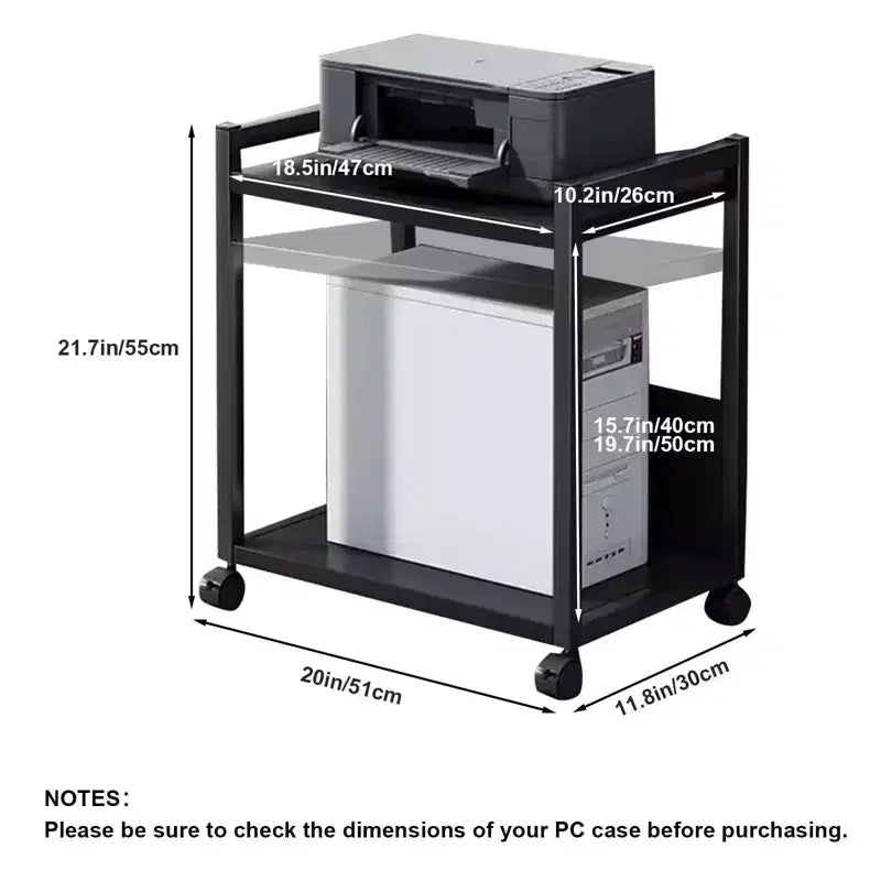 3 Tier PC Tower Stand, Height Adjustable Computer Tower Floor Stand with Wheels, Metal Computer Cart CPU Holder for Office Home Classroom