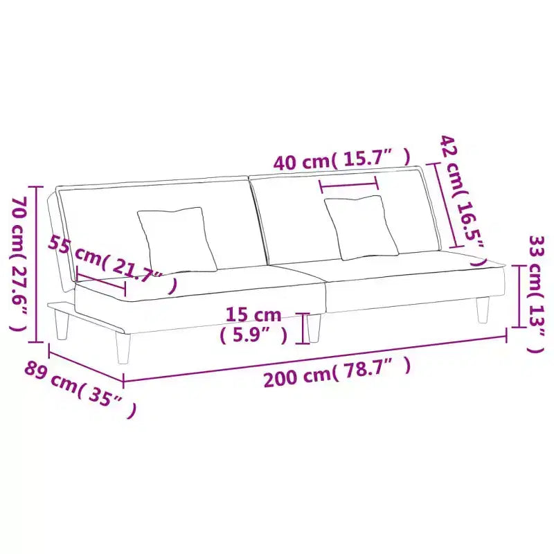 vidaXL Sofa Bed Dark grey Fabric (100% polyester), plywood, foam Standard