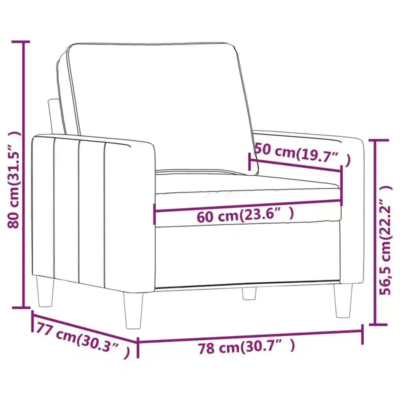 vidaXL Sofa Chair Black Velvet (100% polyester), Metal Single