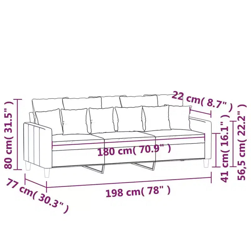vidaXL 3-seater Sofa Dark Green Velvet (100% polyester), metal, textilene