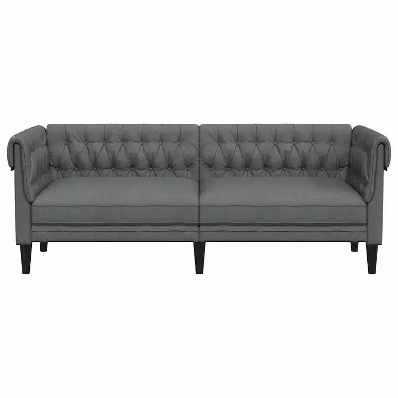 vidaXL Chesterfield Sofa 3-Seater - Dark Gray Fabric Couch/Settee with Sturdy Wood Frame for Living Room/Lounge/Office
