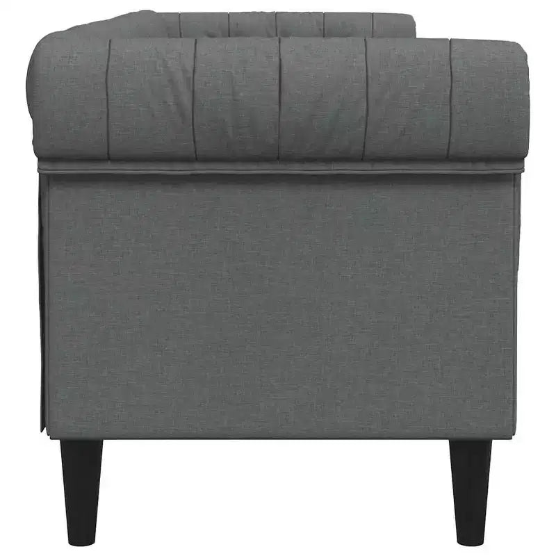 vidaXL Chesterfield Sofa 3-Seater - Dark Gray Fabric Couch/Settee with Sturdy Wood Frame for Living Room/Lounge/Office
