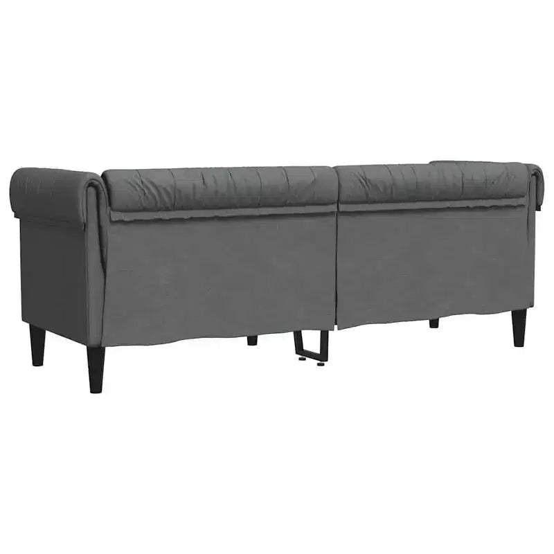 vidaXL Chesterfield Sofa 3-Seater - Dark Gray Fabric Couch/Settee with Sturdy Wood Frame for Living Room/Lounge/Office