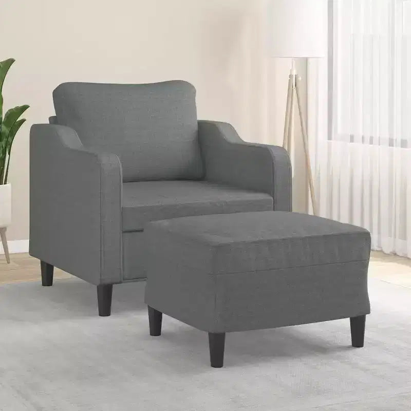 vidaXL Sofa Chair Single Sofa Armchair with Footstool for Living Room Fabric - Dark Gray