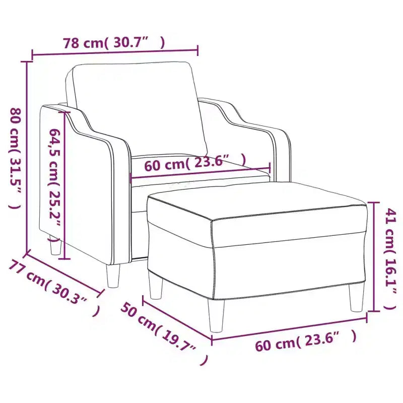 vidaXL Sofa Chair Single Sofa Armchair with Footstool for Living Room Fabric - Dark Gray