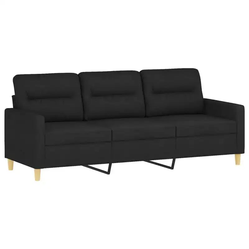 vidaXL 3 Piece Sofa Set with Cushions - Comfortable Black Fabric Furniture Set - Indoor/Outdoor Use - Easy to Clean and Assemble