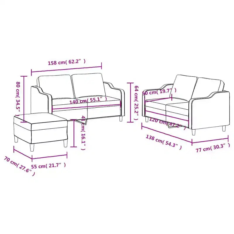 vidaXL Sofa Set Dark Gray Fabric (100% polyester), metal, textilene, plywood