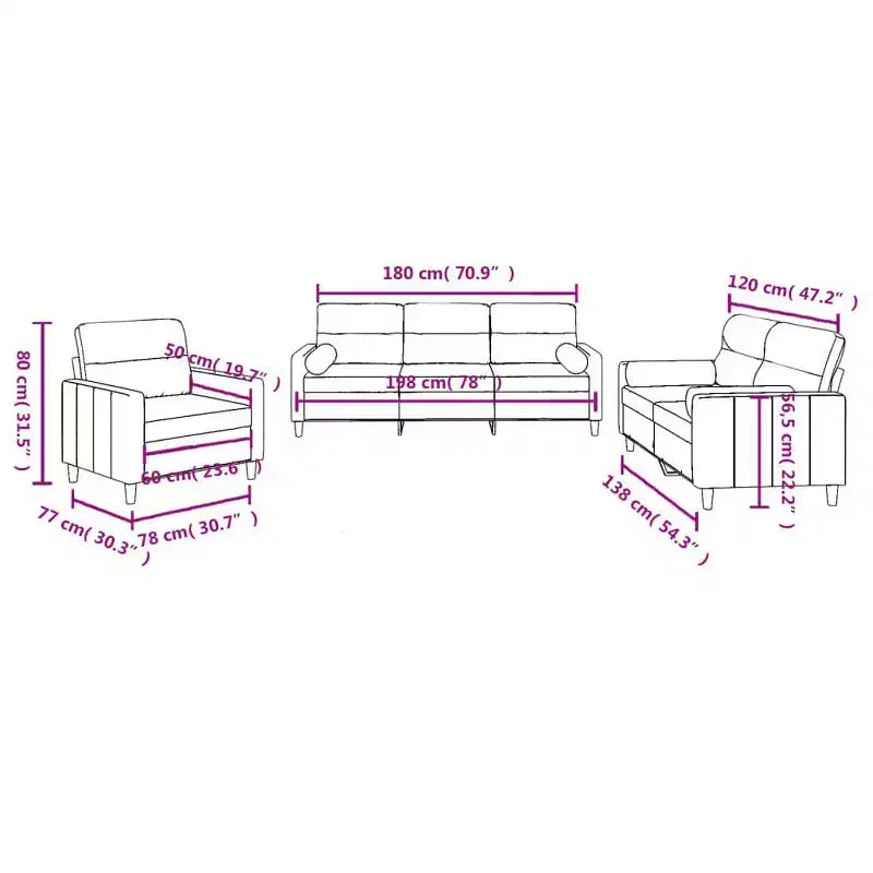vidaXL Sofa Set Dark Grey Fabric (100% polyester), metal, plywood, textilene