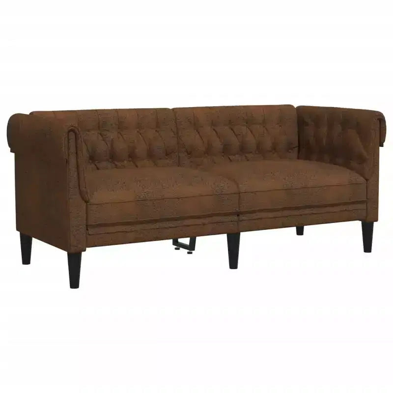vidaXL Living Room Sofa Set - 3 Piece Brown Fabric Settee Couch - Modern Padded Lounge Seating with Armchair, loveseat & 3 Seater