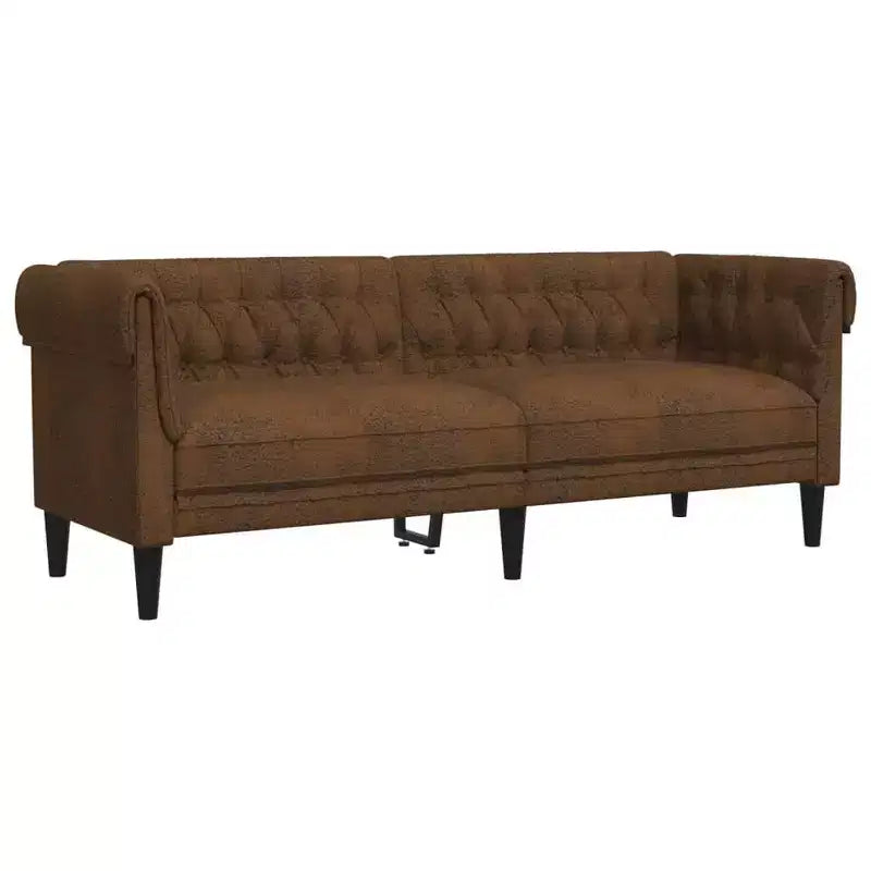 vidaXL Living Room Sofa Set - 3 Piece Brown Fabric Settee Couch - Modern Padded Lounge Seating with Armchair, loveseat & 3 Seater