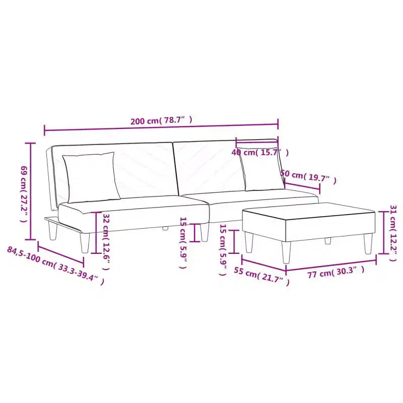 vidaXL Sofa Set Dark Gray Velvet (100% Polyester), Wood, Plastic Standard