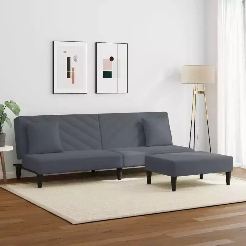 vidaXL Sofa Set Dark Gray Velvet (100% Polyester), Wood, Plastic Standard