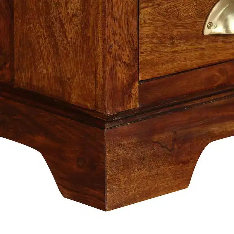 vidaXL Solid Sheesham Wood TV Stand with Honey Finish, Large Open Compartment and 6 Spacious Drawers, Handmade and Elegant Design